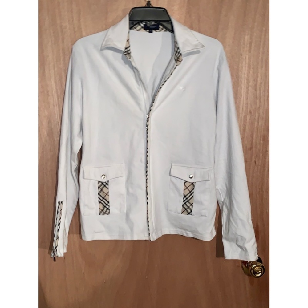 Authentic White Burberry Zippered jacket